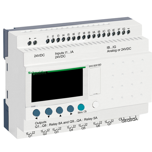 Relé inteligente modular Zelio Logic - 26 E S - 24 V CC – 16 entradas - 10 salidas - con reloj - visor